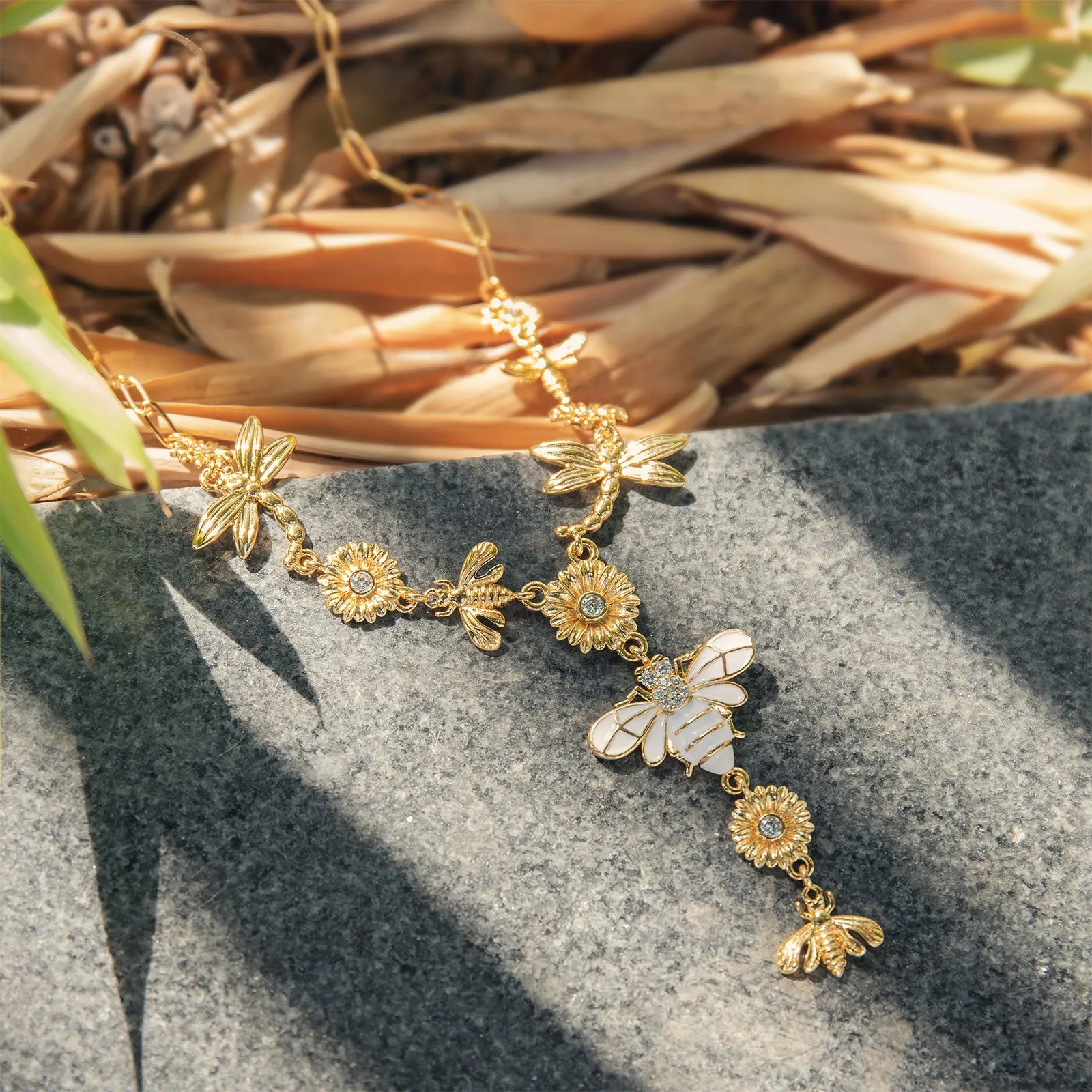 Bee & Dragonfly Diamond Necklace