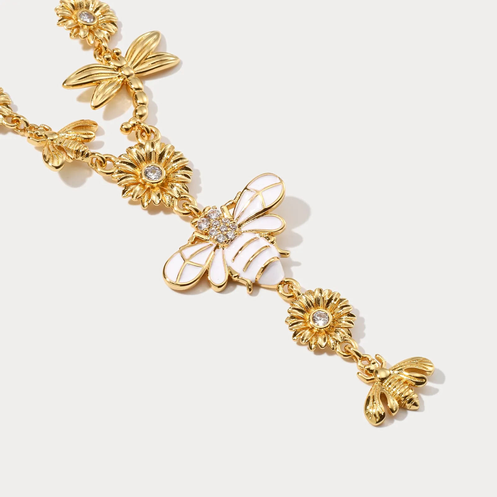 Bee & Dragonfly Diamond Necklace