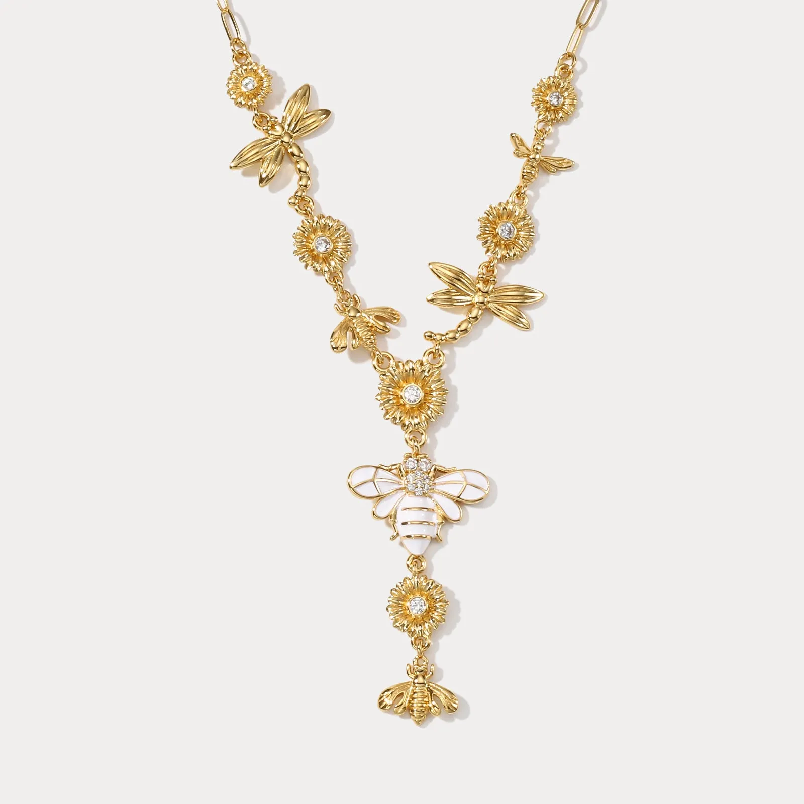 Bee & Dragonfly Diamond Necklace