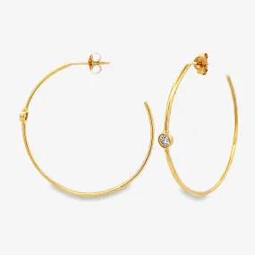 Bezel Set Round 0.20CT 1.5 Hoop Earrings