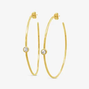 Bezel Set Round 0.20CT 1.75 Hoop Earrings