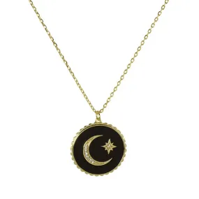 BLACK ENAMEL MOON STAR NECKLACE