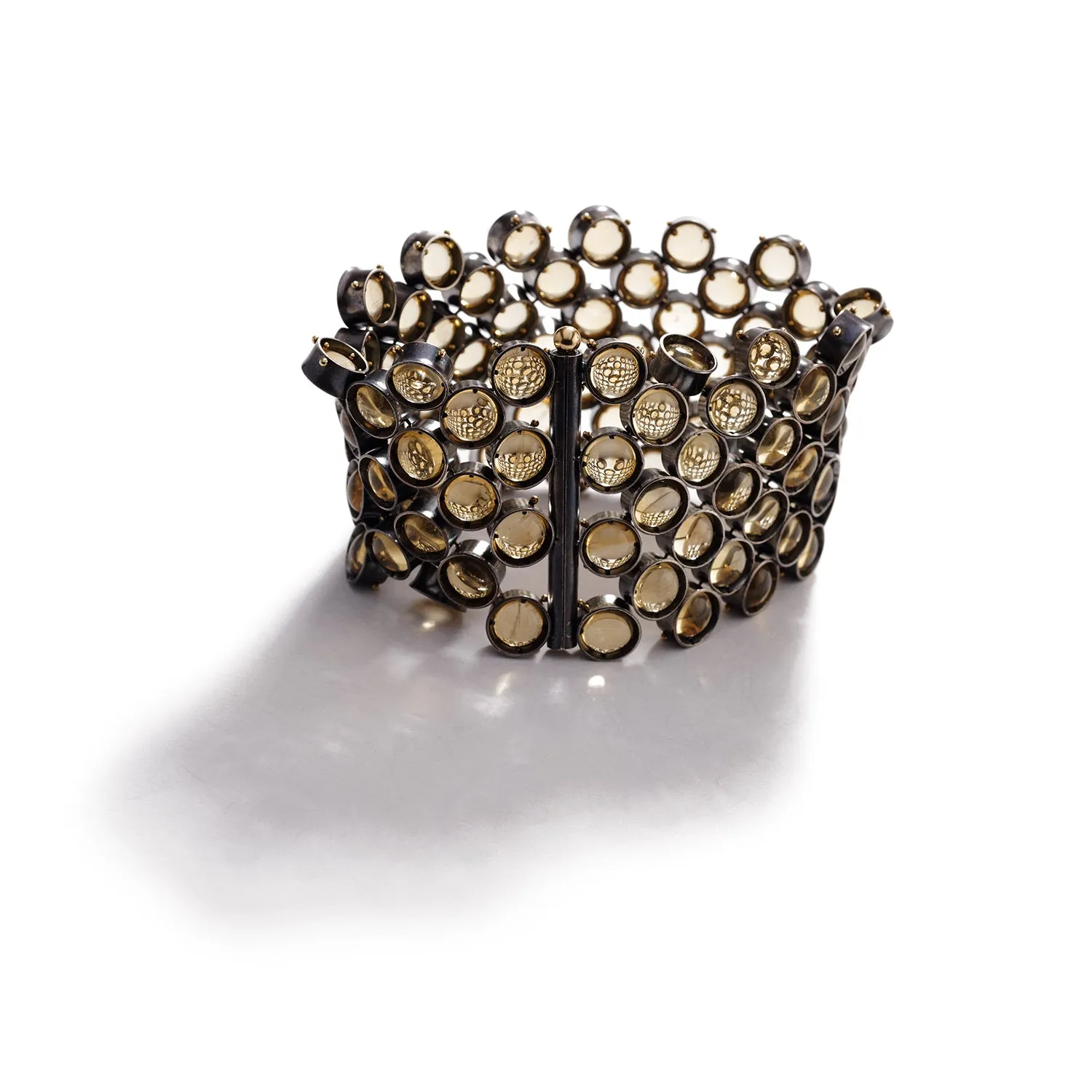 Bracelet with Oxidized Silver, Gold, & Citrine