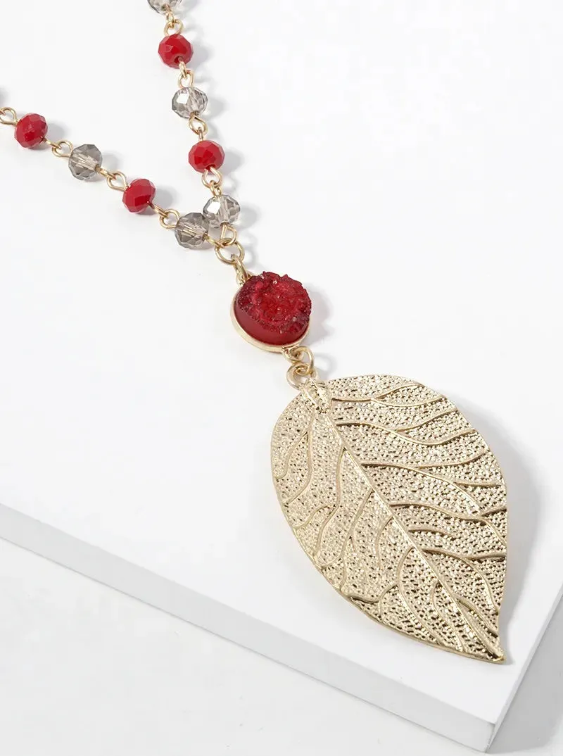 Brass Leaf Pendant Necklace