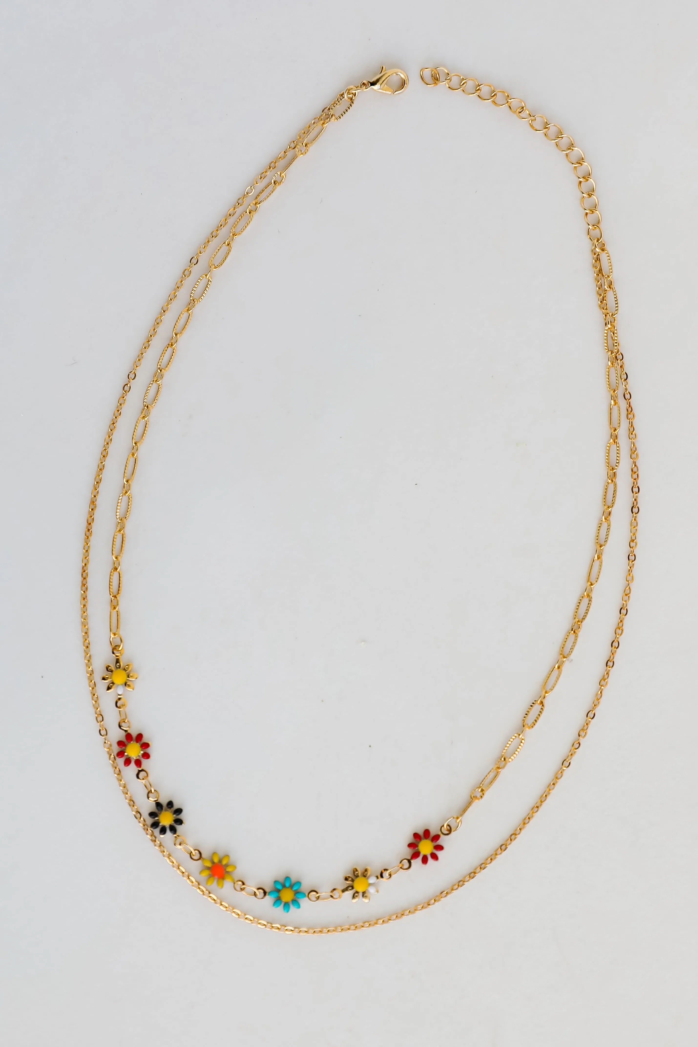 Bridget Gold Flower Charm Layered Necklace