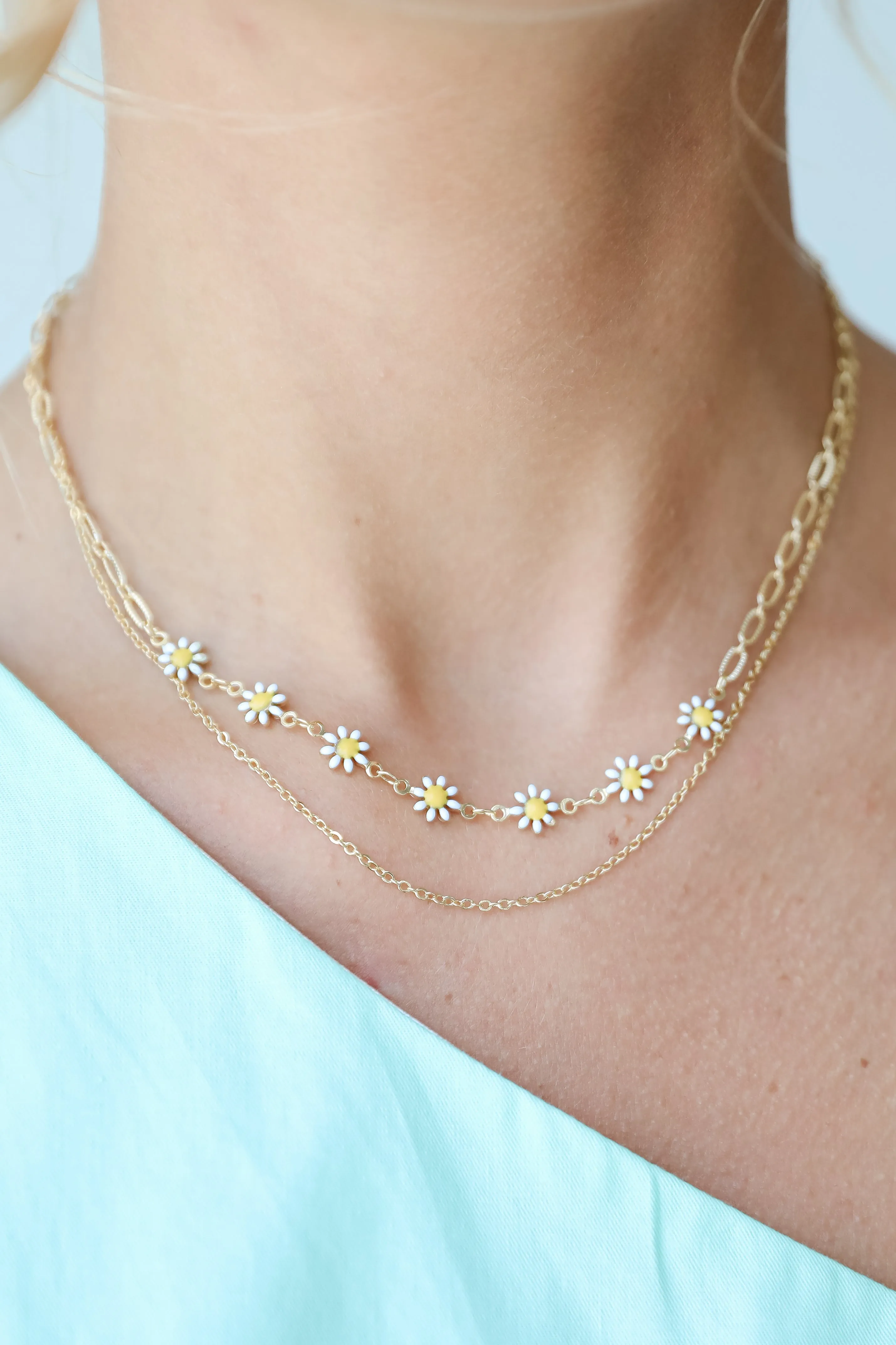 Bridget Gold Flower Charm Layered Necklace