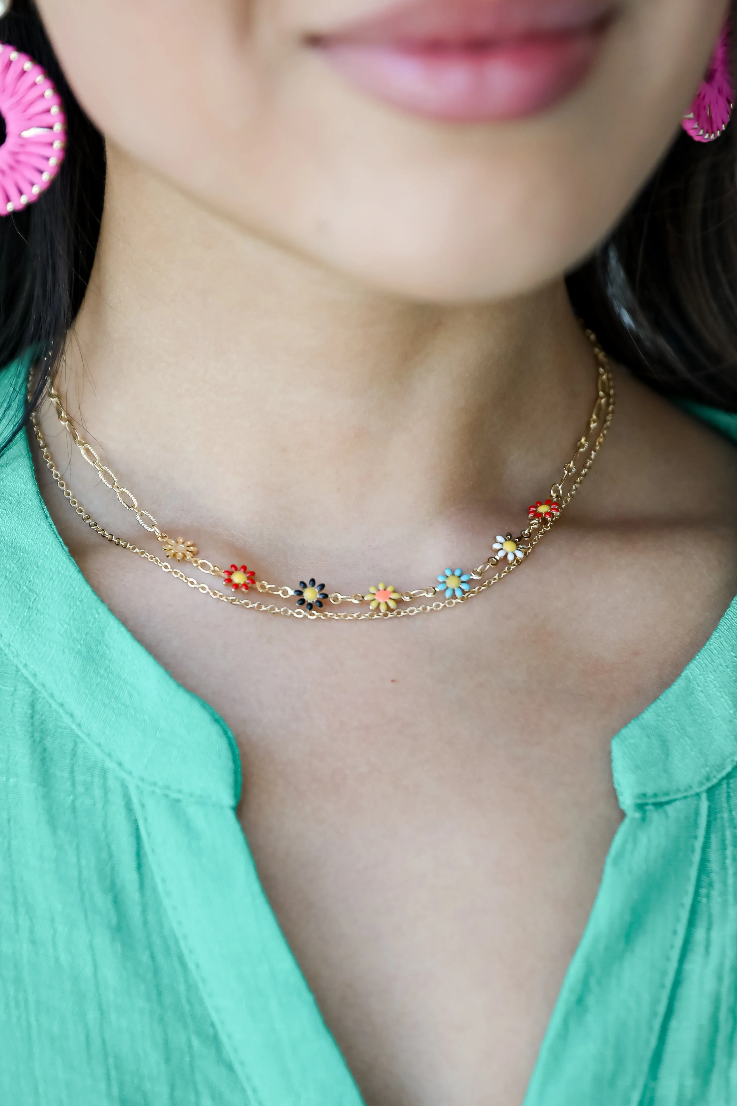 Bridget Gold Flower Charm Layered Necklace