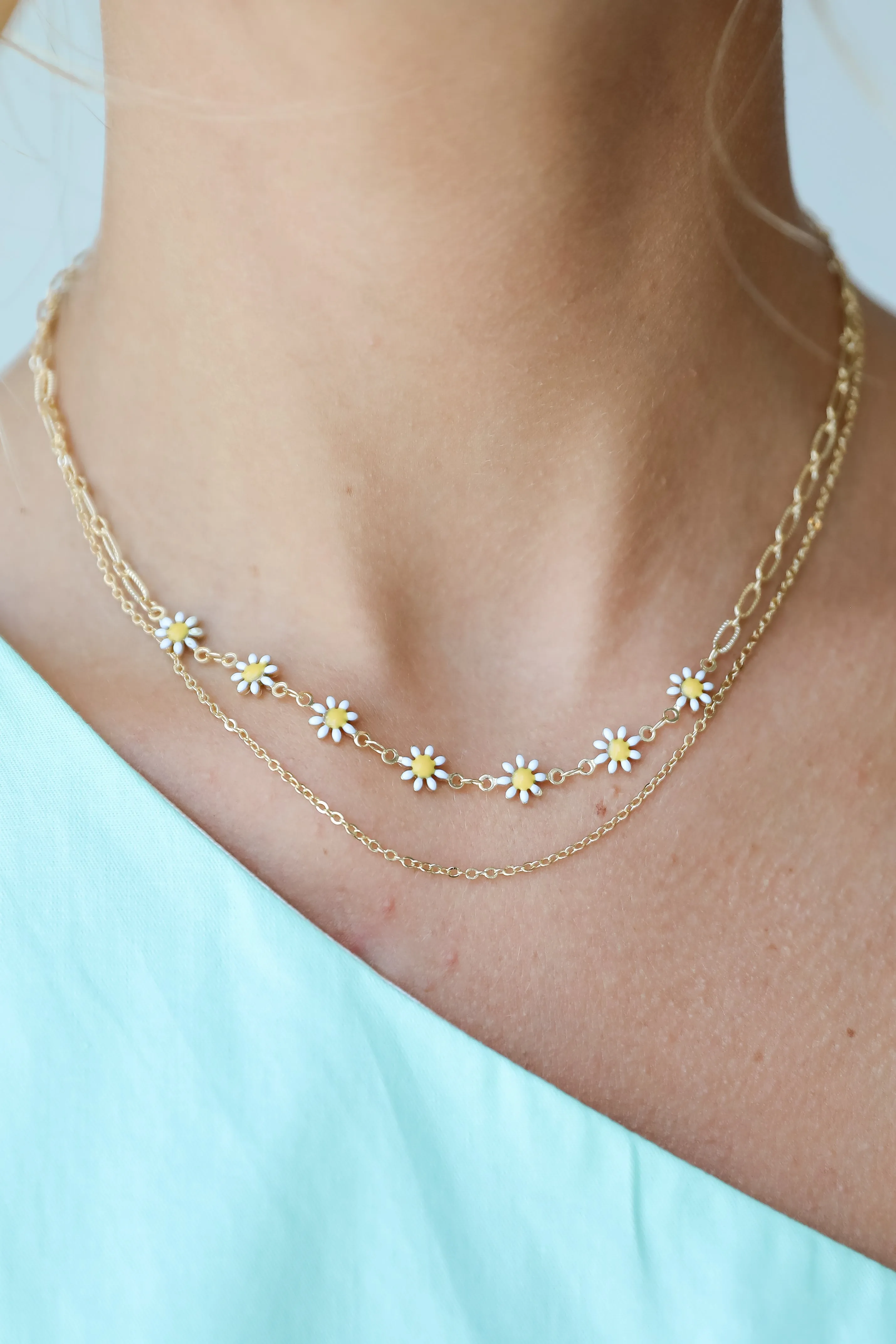 Bridget Gold Flower Charm Layered Necklace