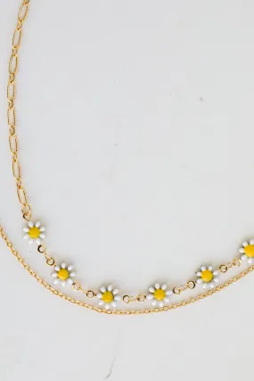 Bridget Gold Flower Charm Layered Necklace