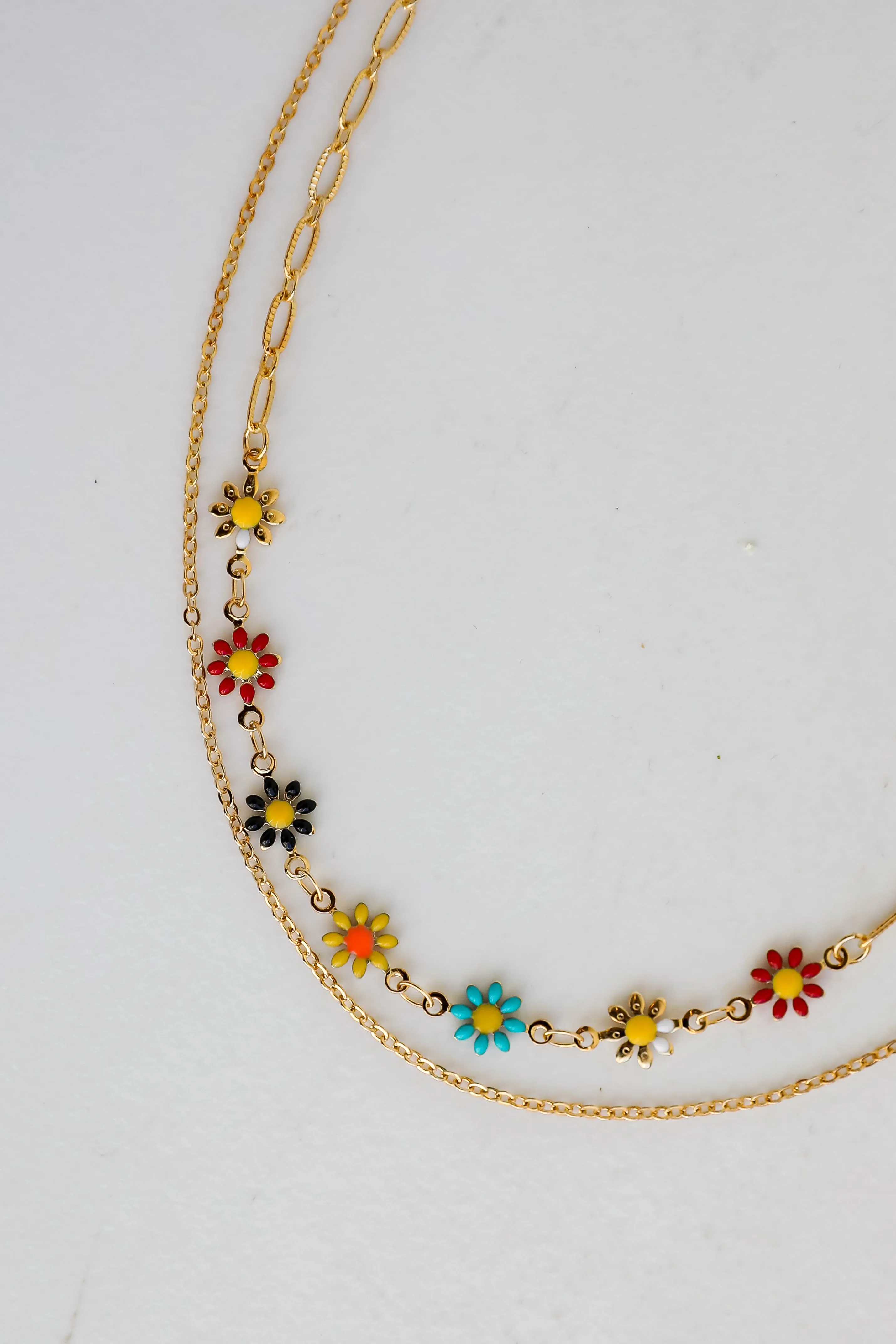 Bridget Gold Flower Charm Layered Necklace