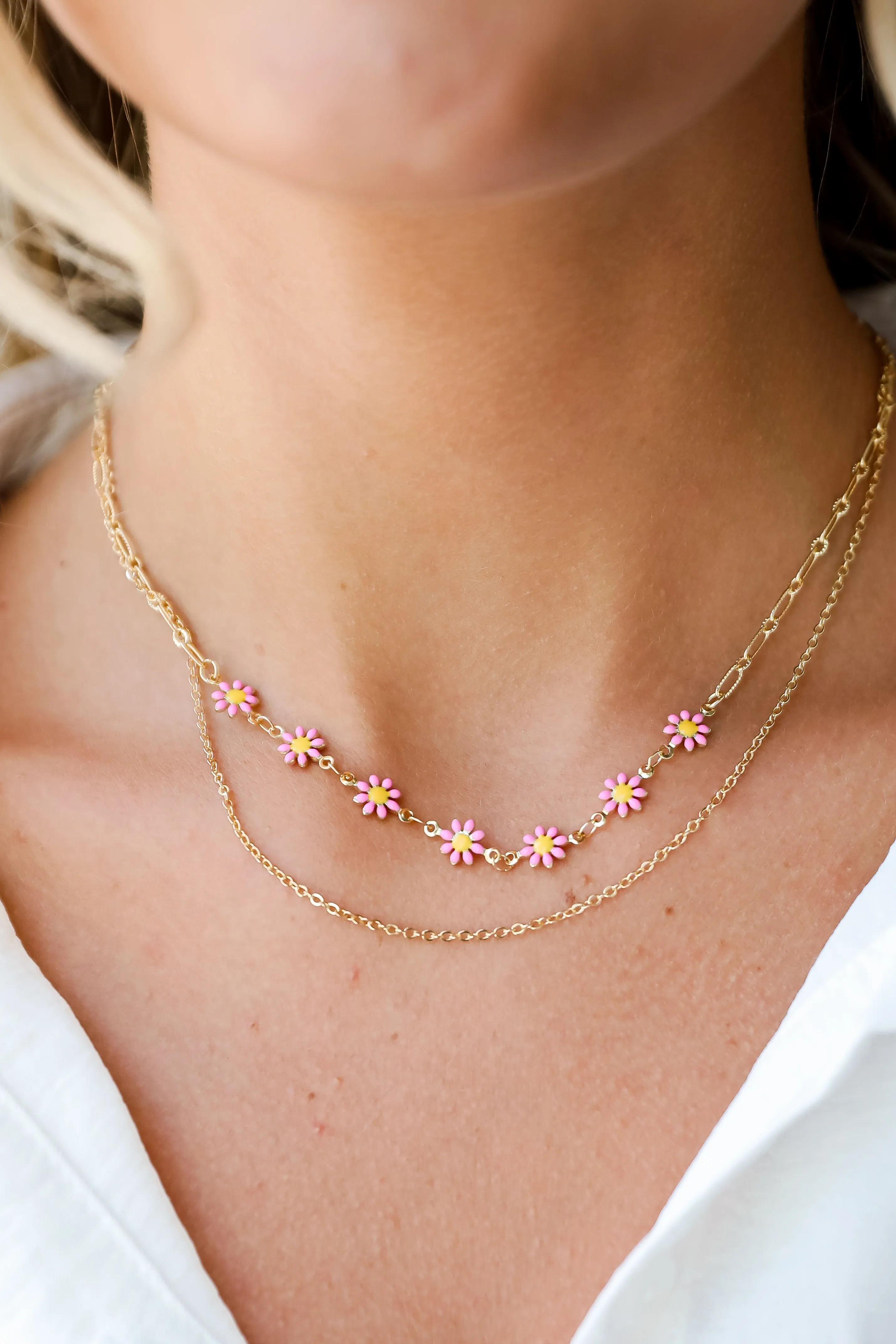 Bridget Gold Flower Charm Layered Necklace