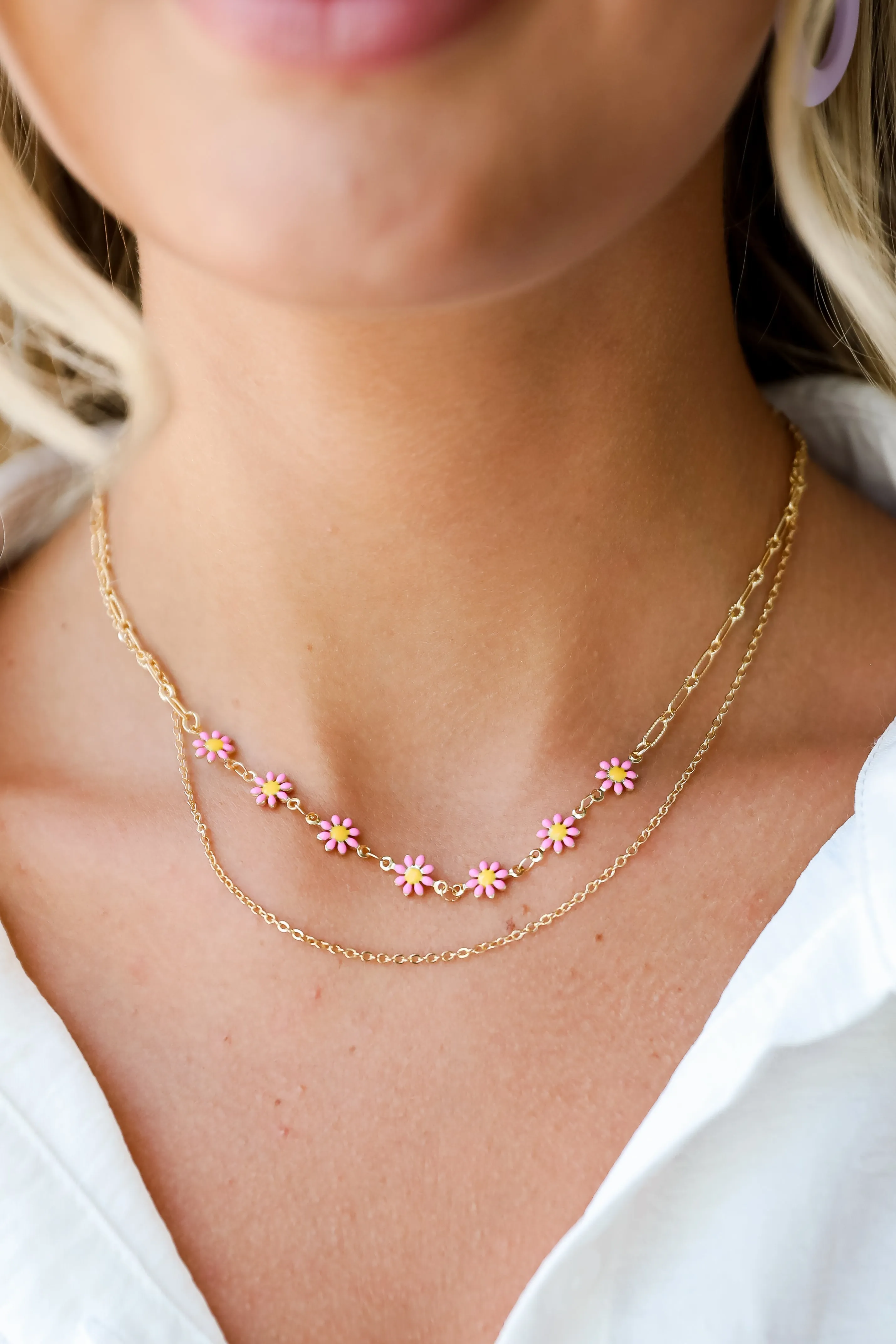 Bridget Gold Flower Charm Layered Necklace