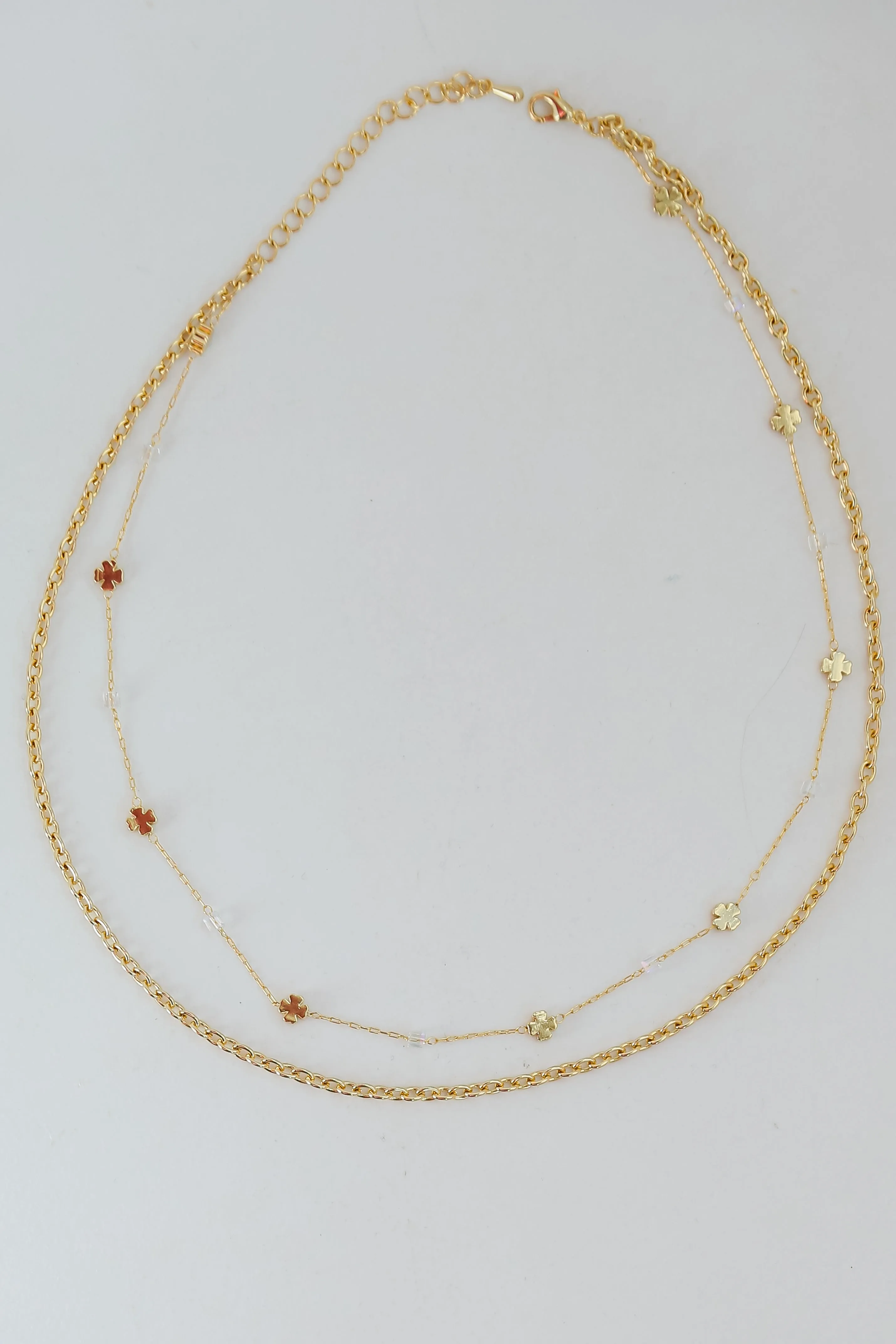 Bridget Gold Four Leaf Clover Layered Chain Necklace