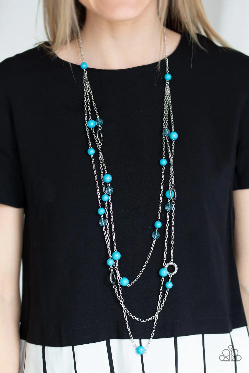 Brilliant Bliss Blue and Silver Necklace - Paparazzi Accessories