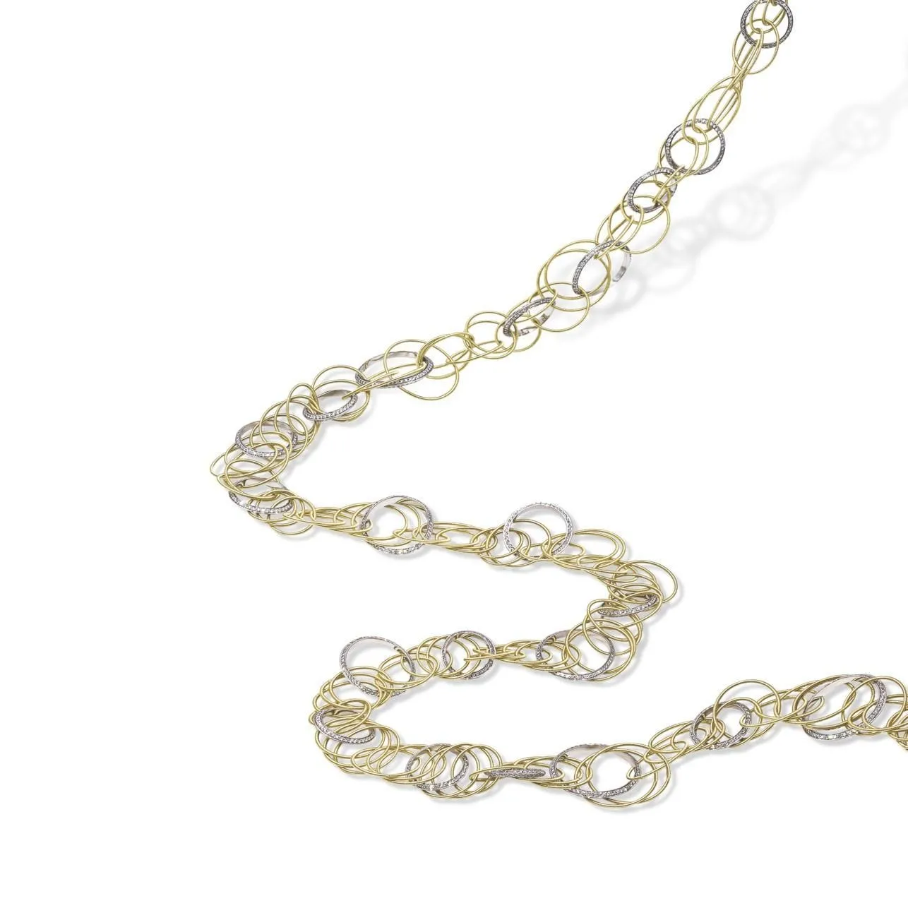 Buccellati - Hawaii - Long Necklace with Diamonds, 18k Yellow and White Gold