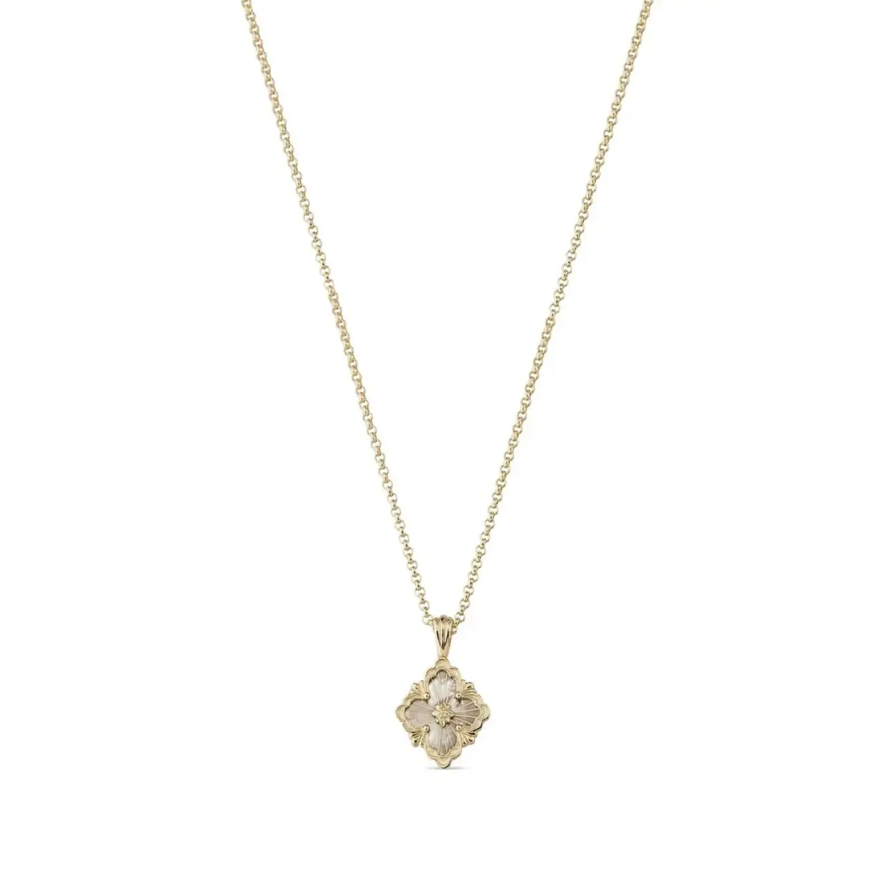 Elegant Small Pendant Necklace, 18k Yellow Gold with Mother of Pearl – Buccellati Opera Tulle Collection