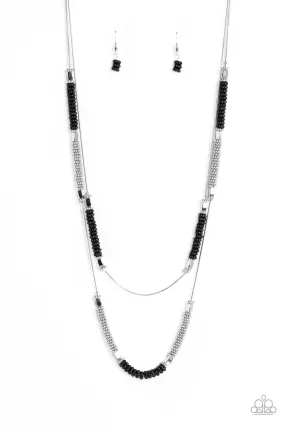 Caviar Chic Black & Silver Necklace - Paparazzi Accessories