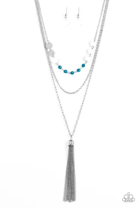 Celebration of Chic Blue and Silver Tassel Necklace - Paparazzi Accessories