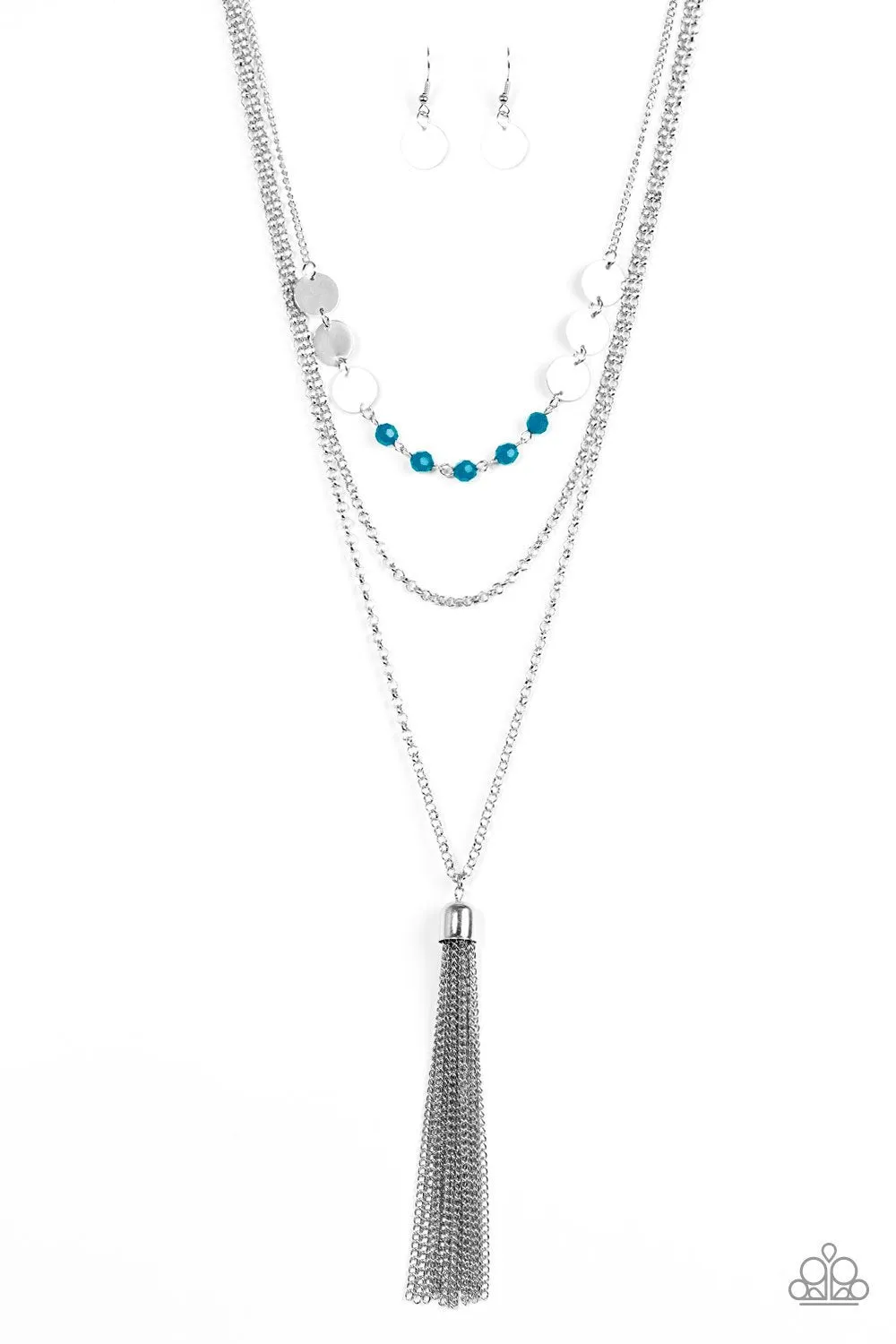 Celebration of Chic Blue and Silver Tassel Necklace - Paparazzi Accessories