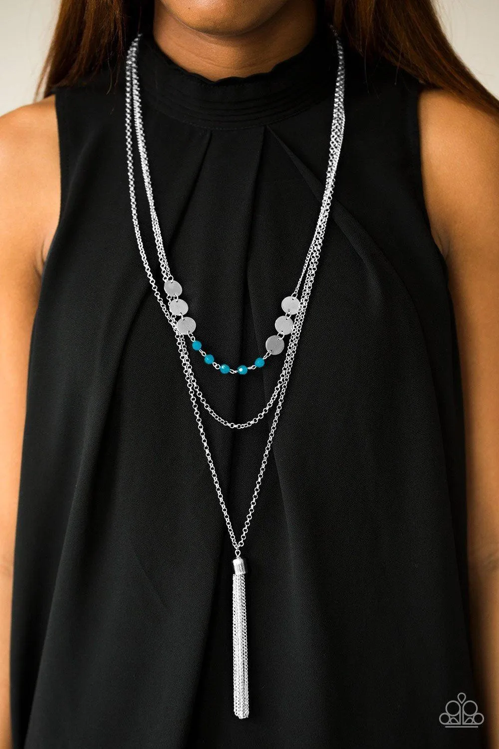 Celebration of Chic Blue and Silver Tassel Necklace - Paparazzi Accessories