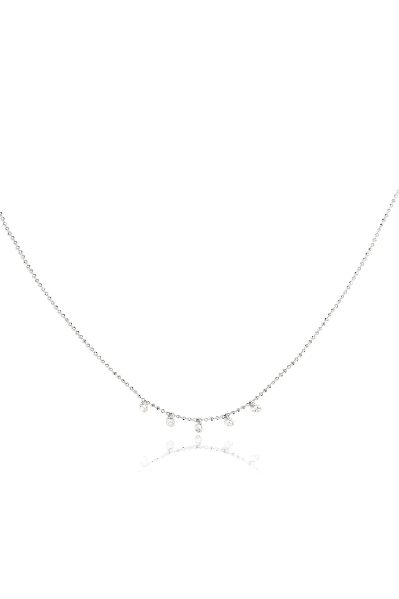 Celeste 5 Floating Diamond Necklace in White Gold