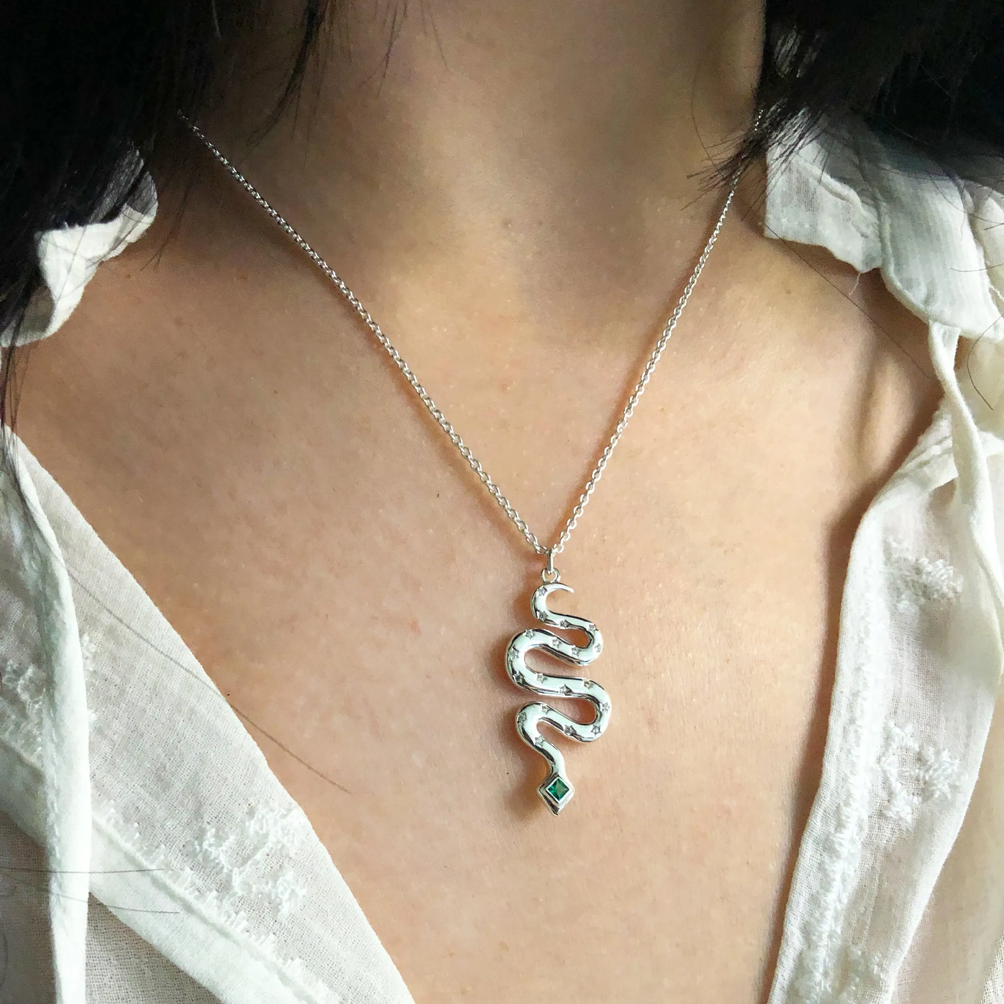 Celestial Snake Necklace- Silver