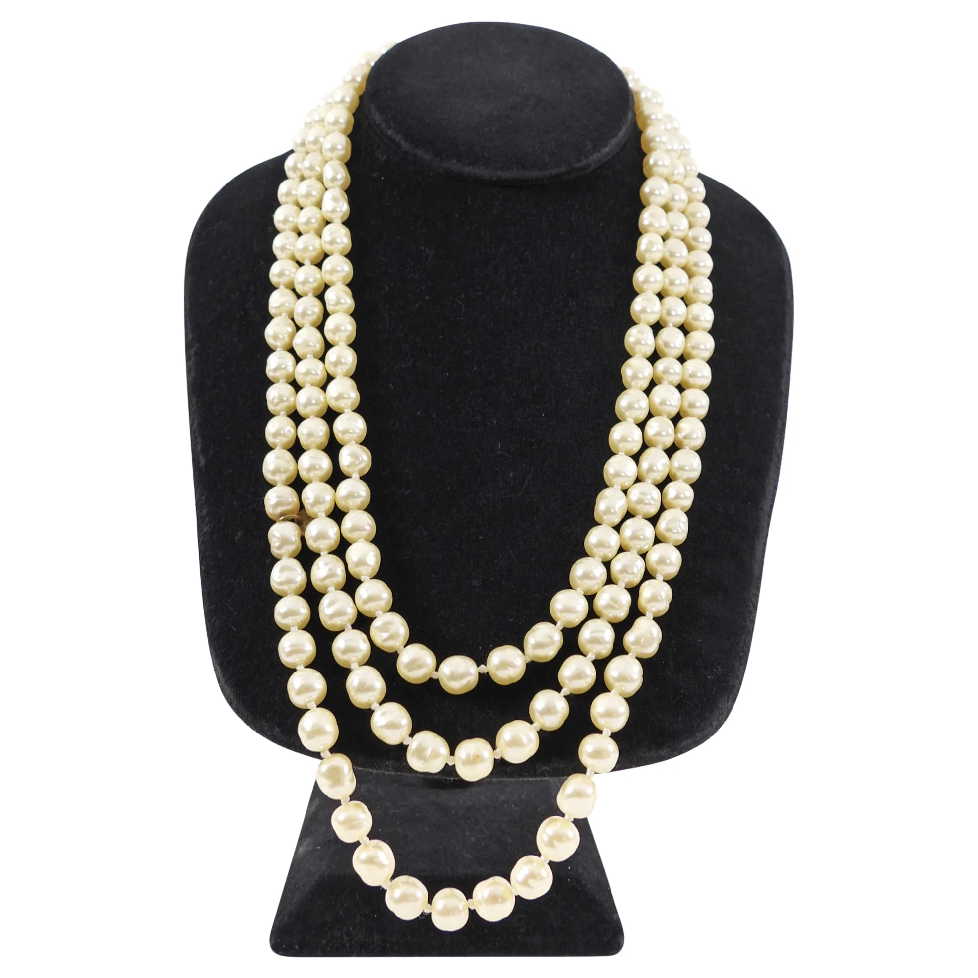 Chanel Vintage 1981 Faux Pearl Long Single Strand Necklace