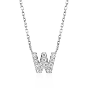 Classic Pavé Initial W Pendant Necklace