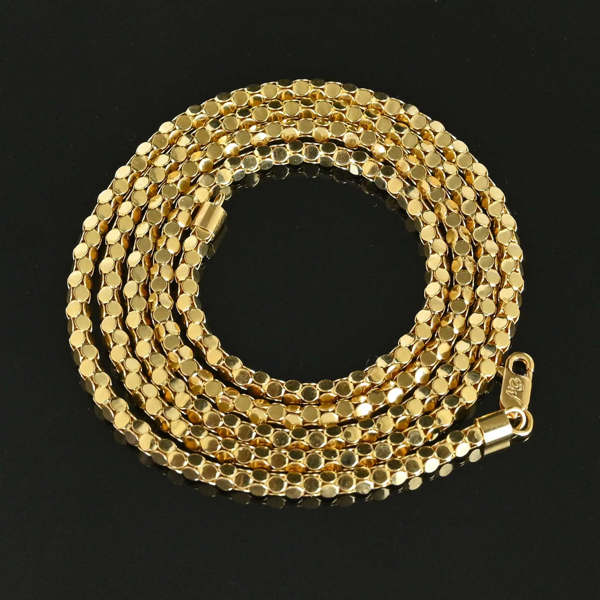 Coin Dot Box Link 14K Gold Chain Necklace, 23.25 in