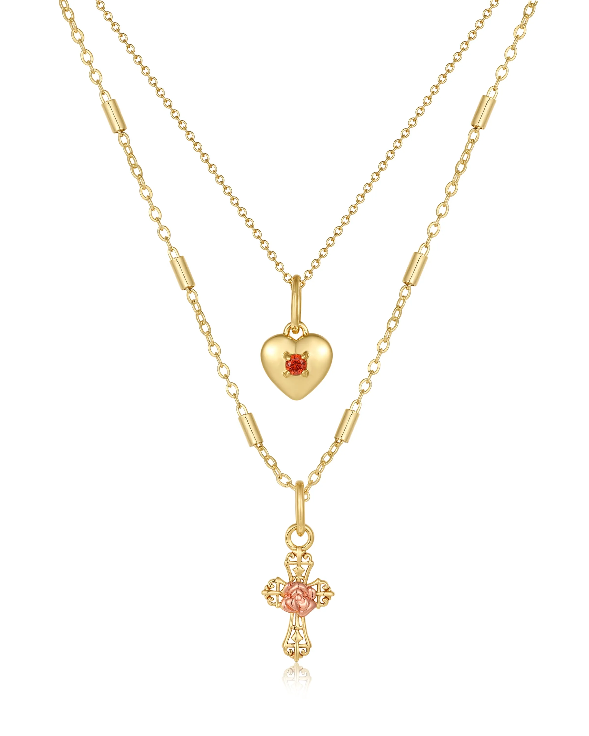 Cross My Heart Charm Necklace- Gold