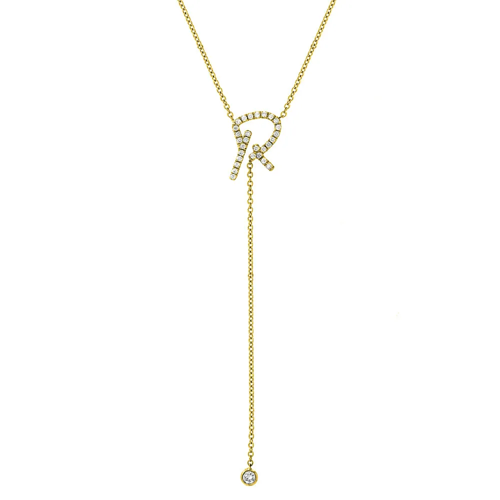 Custom Signature Initial Lariat With Diamonds