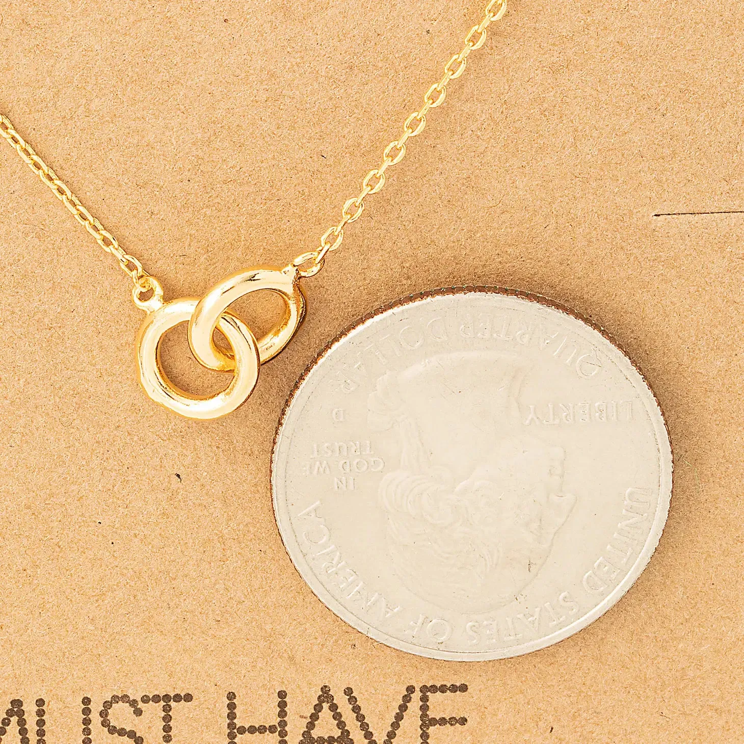 Dainty Dual Circle Link Pendant Necklace