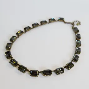 Medium Octagon Dark Grey Swarovski Crystal Collet Necklace