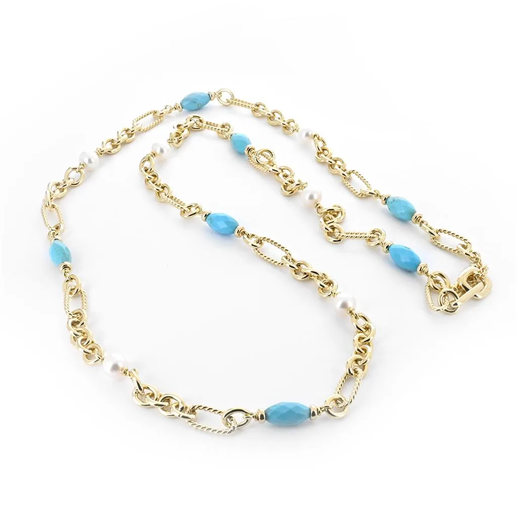 David Yurman Chain Necklace with Turquoise Accents