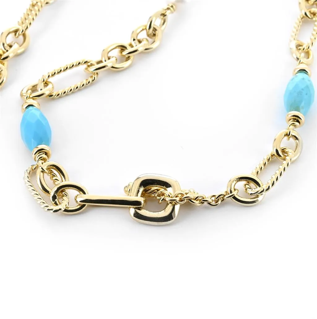 David Yurman Chain Necklace with Turquoise Accents