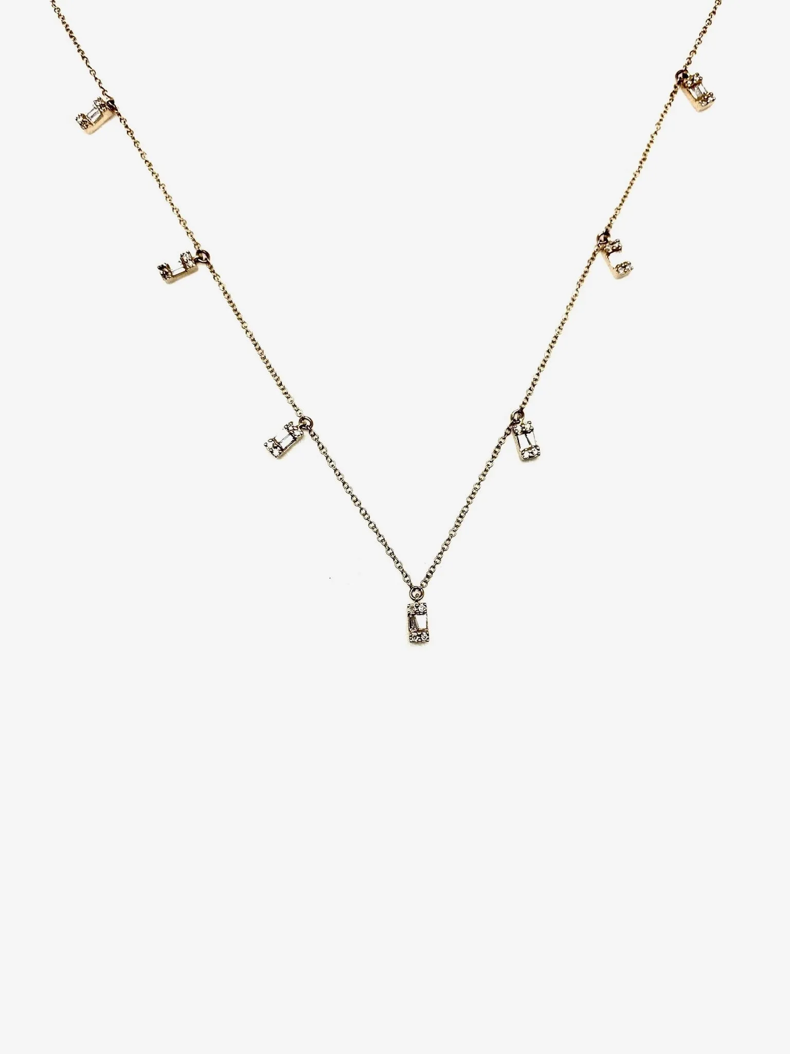 Diamond Baguette Fringe Necklace (14K)