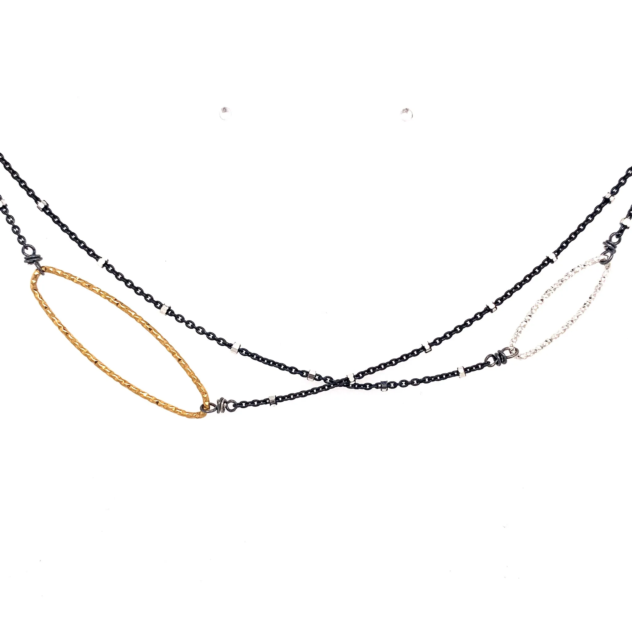 Diamond Cut Ovals Off Center Necklace (N1900)