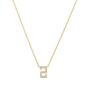 Diamond Pave Number Necklace