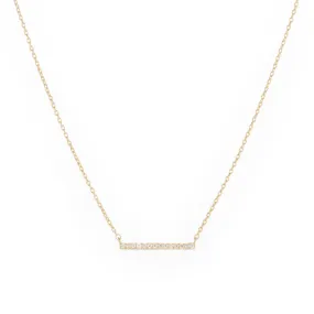 Diamond Pavé Medium Bar Necklace, 14ky