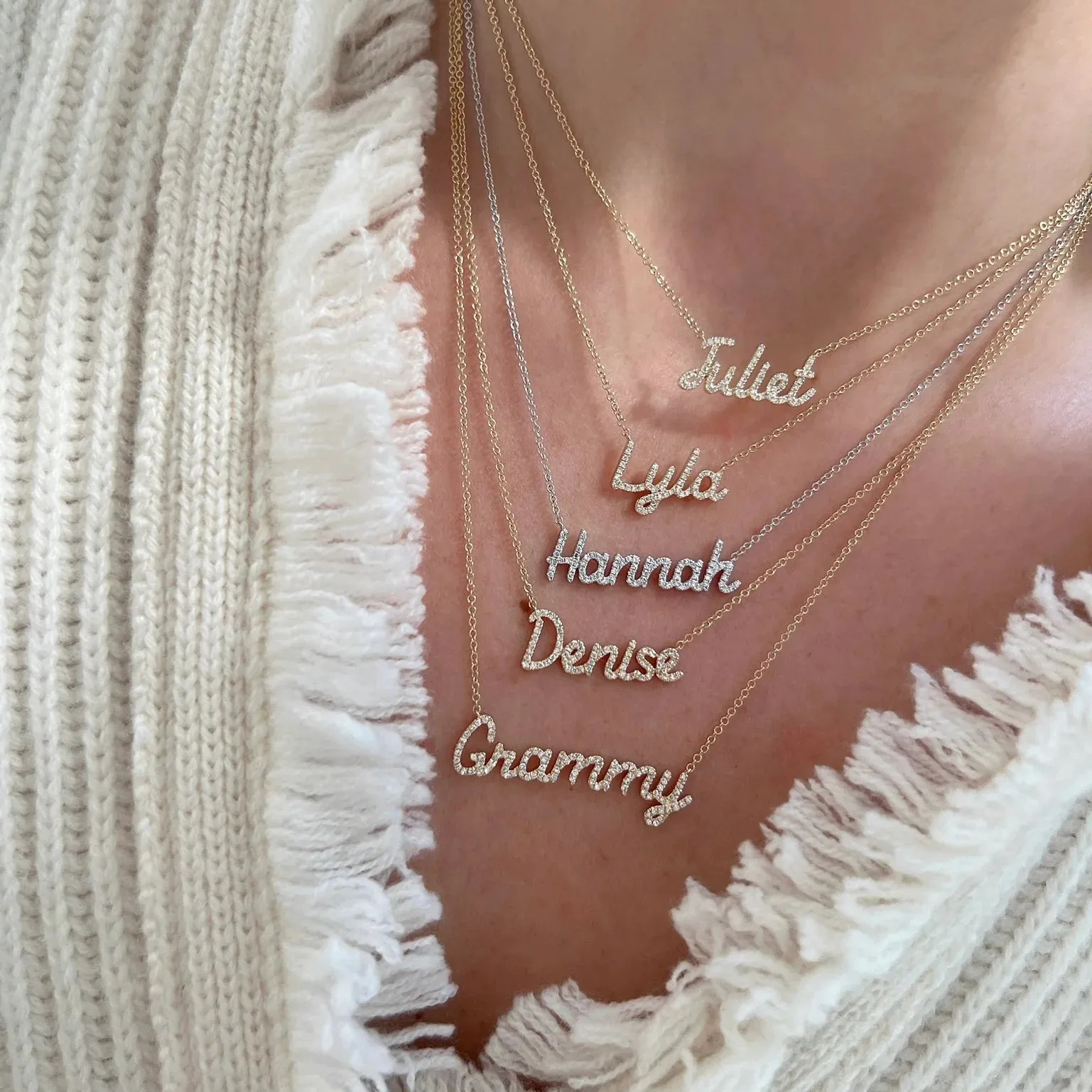 Diamond Script Name Necklace