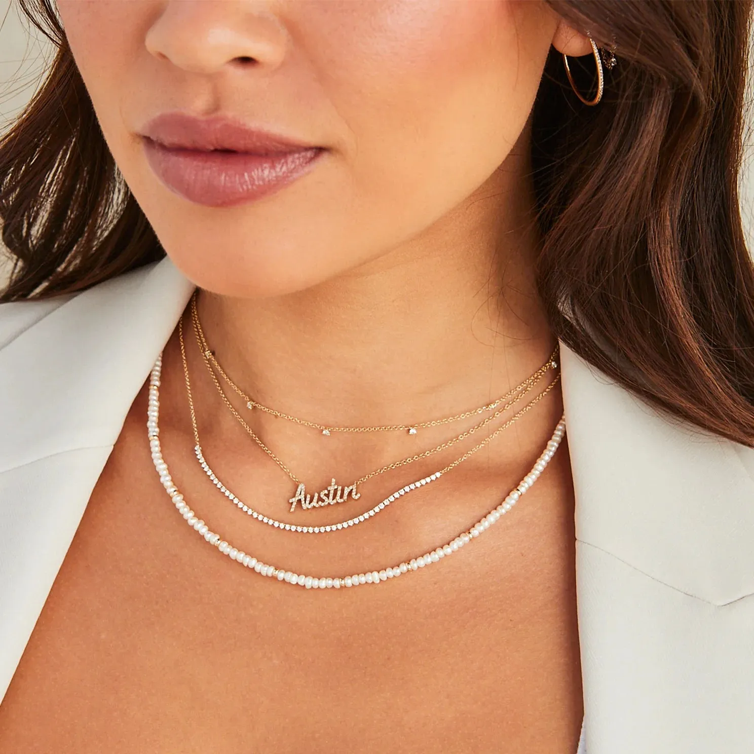 Diamond Script Name Necklace