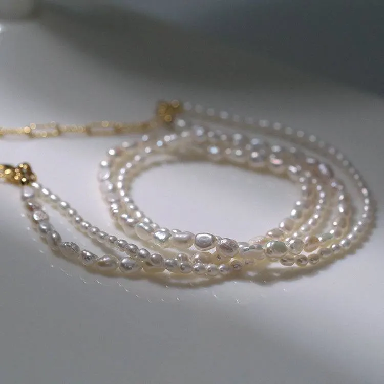 Double Layered Baroque Rice Pearl Necklace