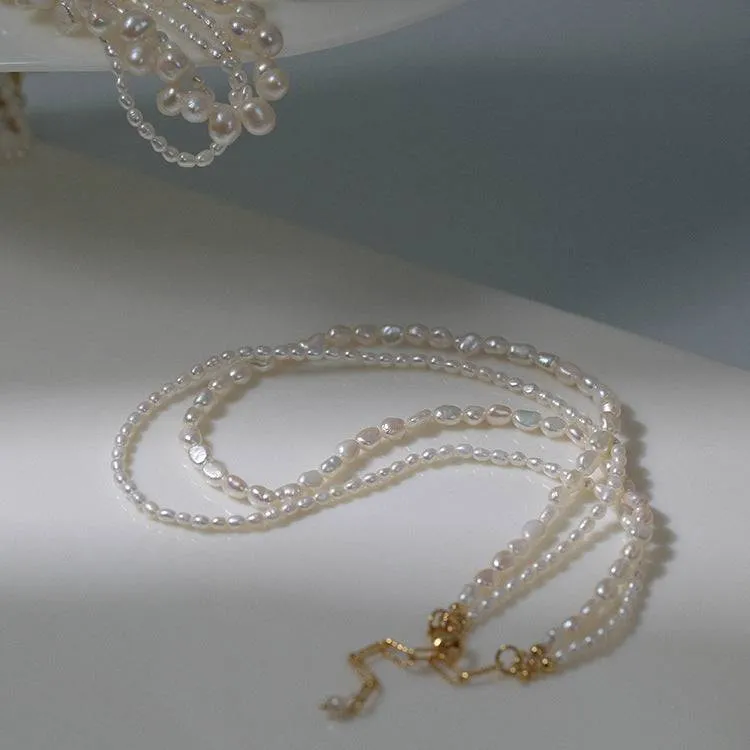 Double Layered Baroque Rice Pearl Necklace