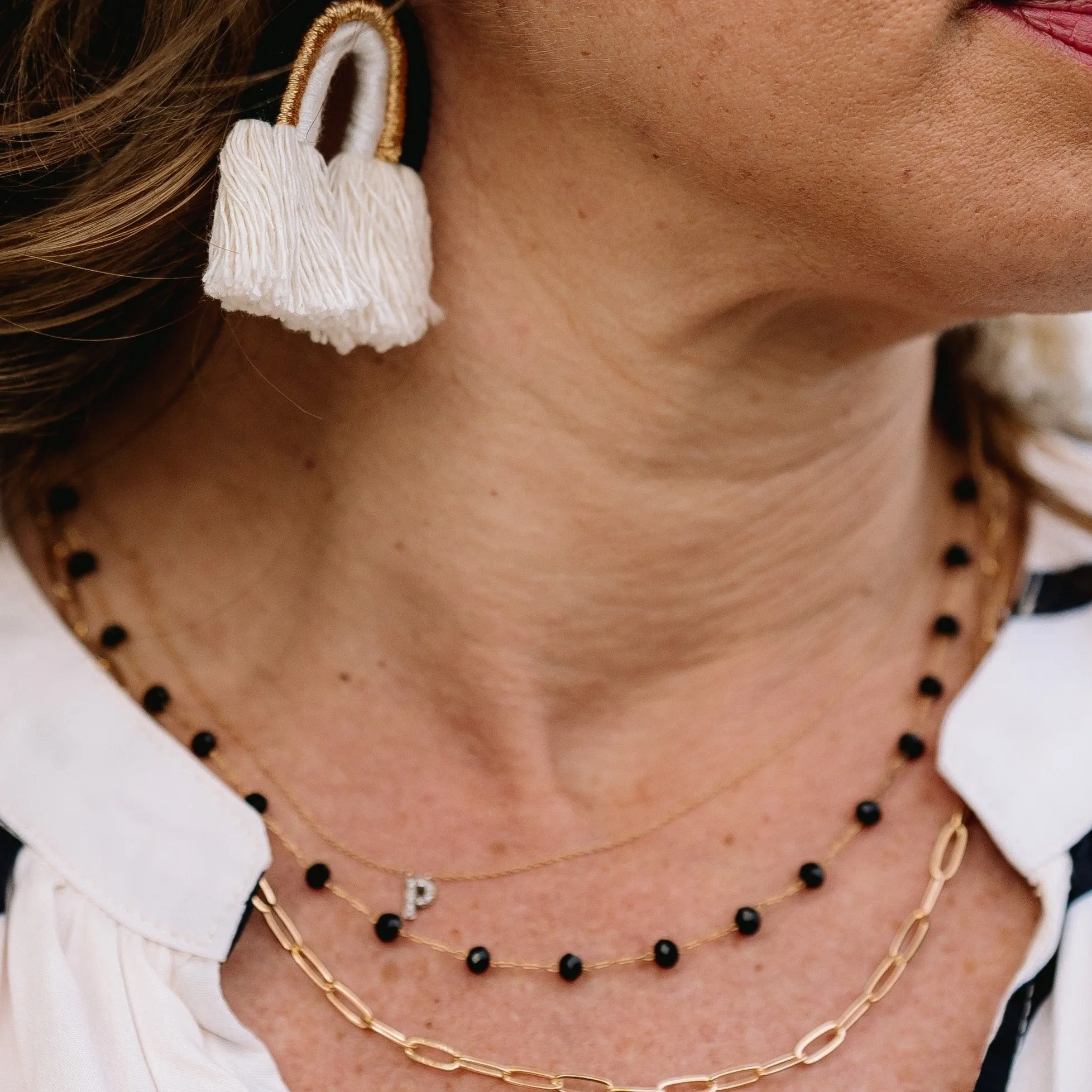 Double Layered Bead and Chain Necklace