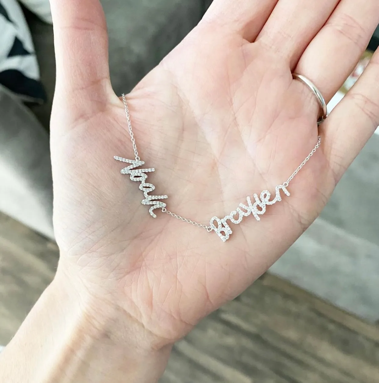 Double Name Custom Signature Necklace With Diamonds