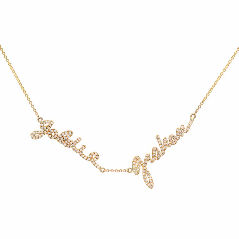 Double Name Custom Signature Necklace With Diamonds