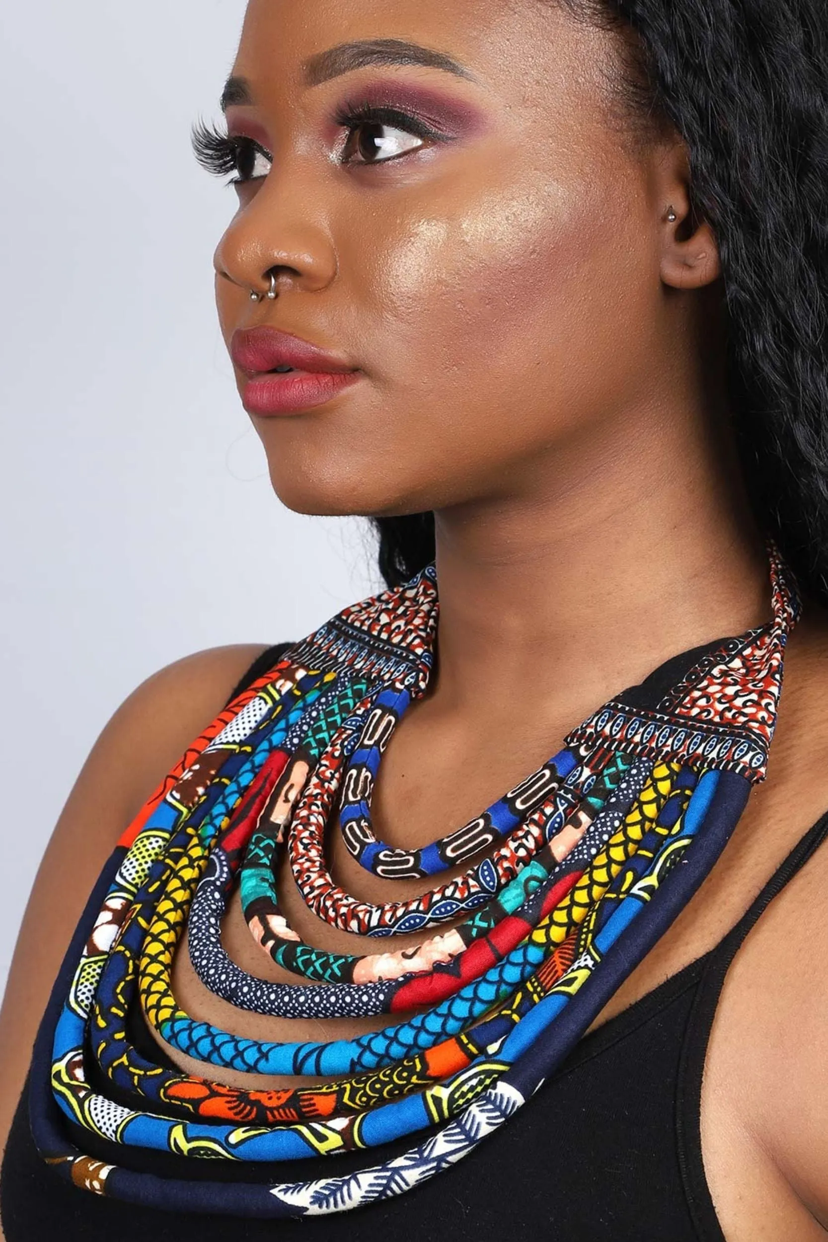 DOZEYA African Print Layered Necklace