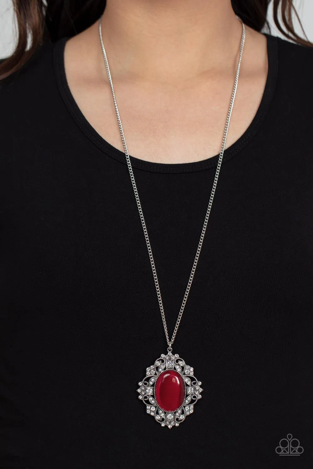 Dream Board Dazzle Red Cat's Eye Stone Necklace - Paparazzi Accessories