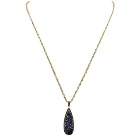 Druzy Collection - Raven Quartz Drop Necklace