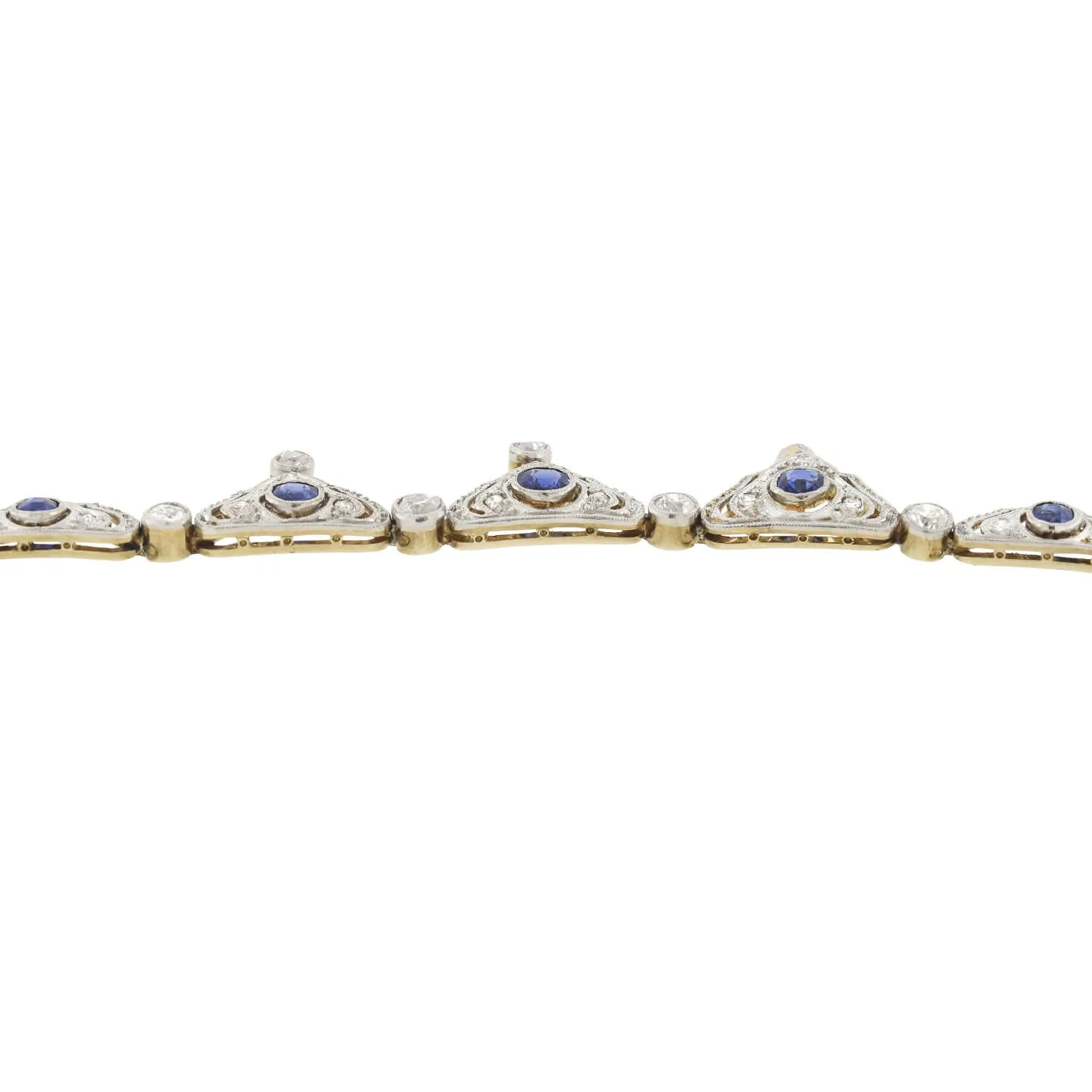 Edwardian Platinum/14kt Diamond   Natural Sapphire Necklace